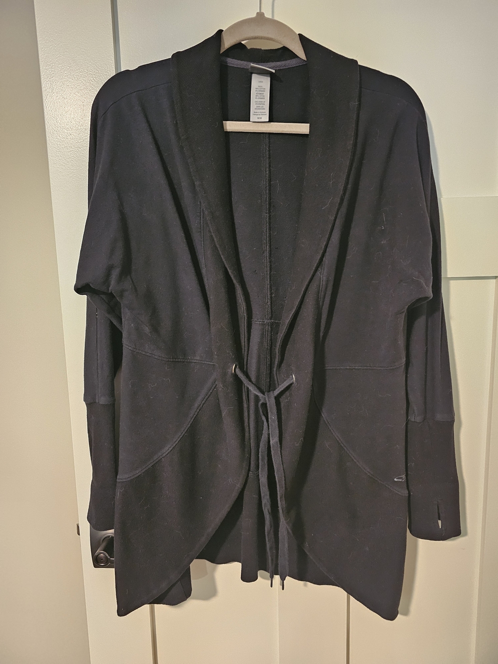 Champion Black Shawl-Collar Tie-Front Cardigan Jacket